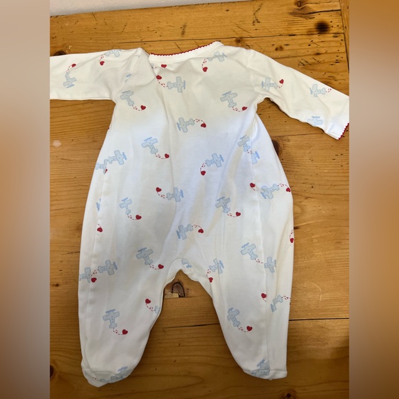 Little English White and Light Blue Baby Footie - Picture 3 of 3